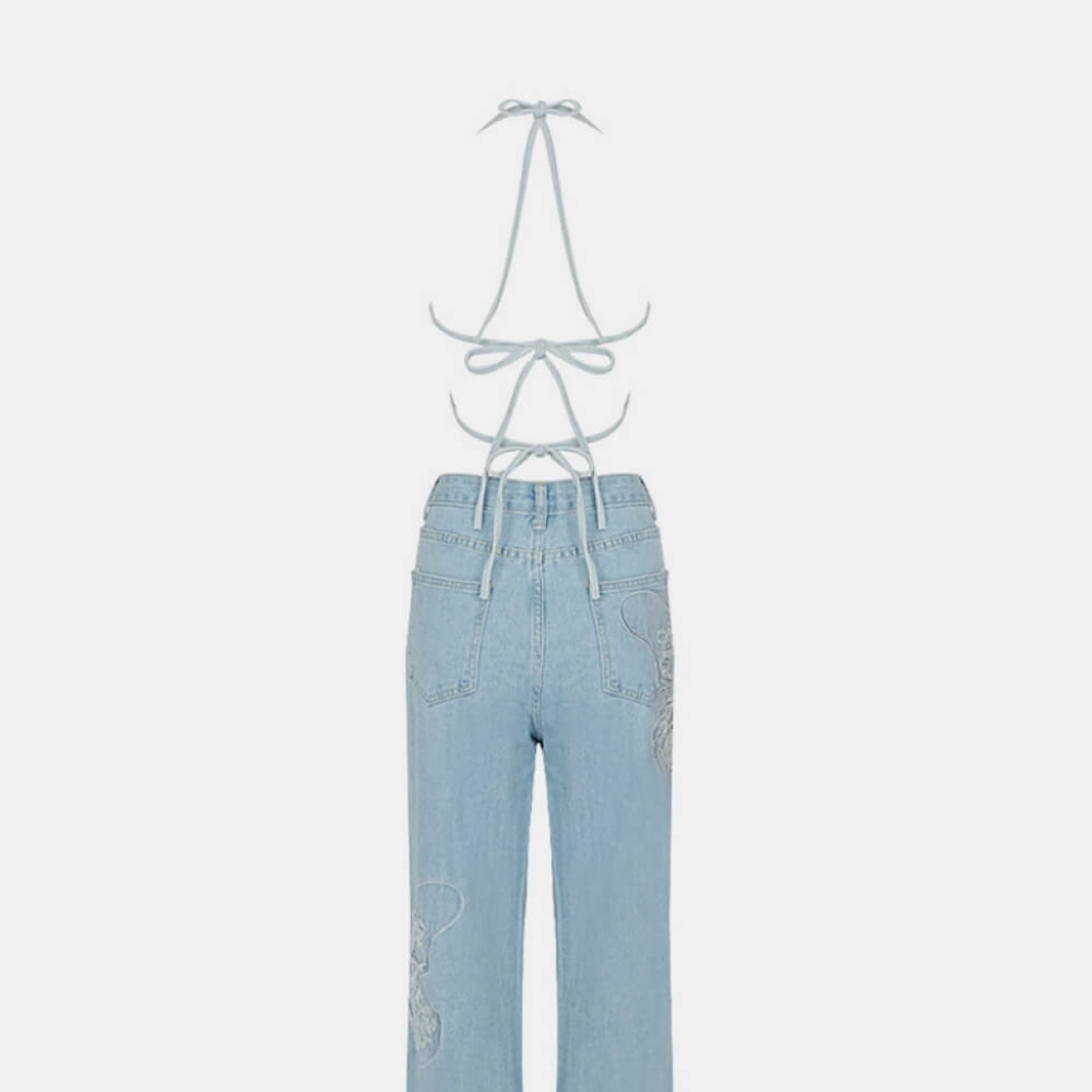 Butterfly top and blue jeans - Picture 2 of 3